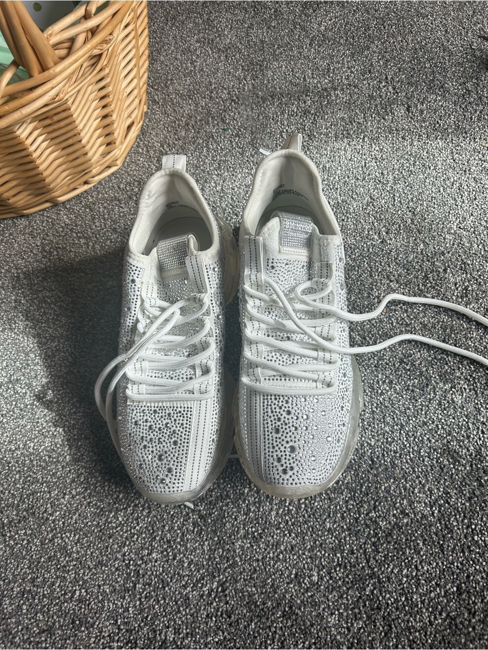 Steve Madden White Rhinestone Athletic Sneakers